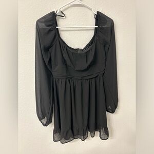 Windsor Mesh Long Sleeve Black mini dress